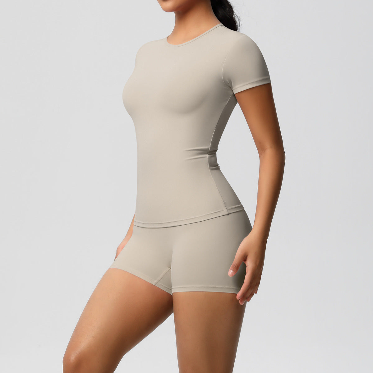 Slimming Stretchy T-Shirt And Fitness Shorts Set For Women