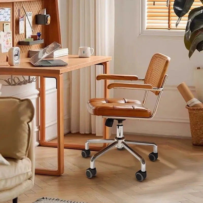 Retro-style Home Office Computer Chair Made From Imitation Rattan