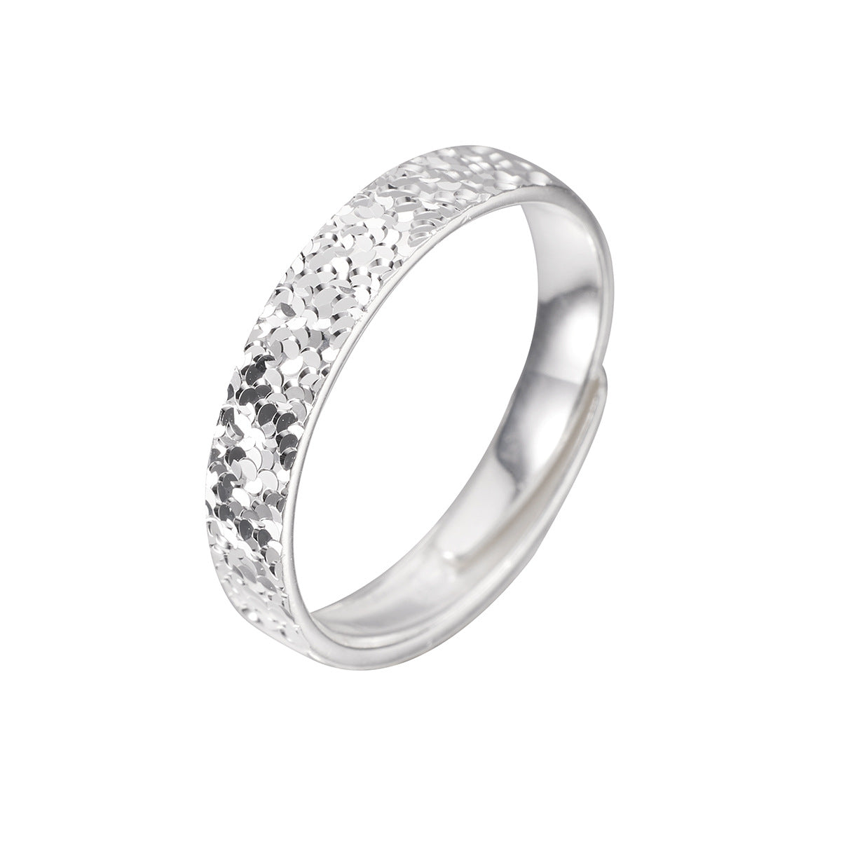 Fashion Hot S999 Fine Silver Sparkling Crushed Ice Couple Ring, New Hammered Adjustable Ring For Men Women