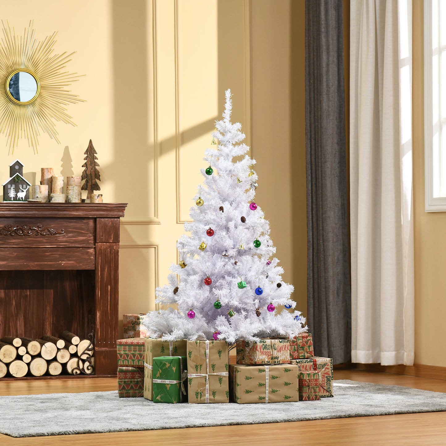 5ft Snow Artificial Christmas Tree W/ Metal Stand Decorations Home Seasonal Elegant Faux White