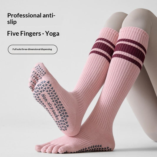 Color-blocked Ankle Cuffs Five-finger Yoga Calf Socks