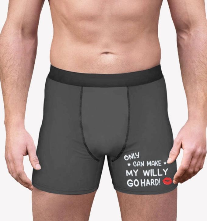 Only Wife Can Make Me Go Hard Personalized Boxer Funny Gift For Him Custom Photo