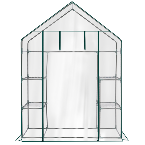 Mini Walk-in Greenhouse With PVC Cover, 4-Shelf Indoor Outdoor Plant Gardening Green House For Garden Backyard, 56inch X 29inch X 77inch, Transparent