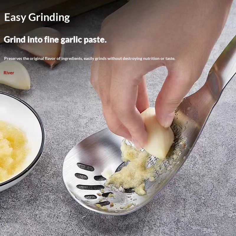 Stainless Steel Food Garlic Masher Spoon Kitchen Gadget