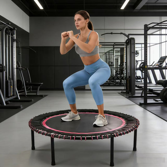 48 INCH Springless Mini Fitness Trampoline , Indoor Outdoor Exercise Rebounder For Quieter And Safer Workouts, Loading 450lbs, GYM Jumping Cardio Trainer ,Family Kids  Adult Exercise Trampoline