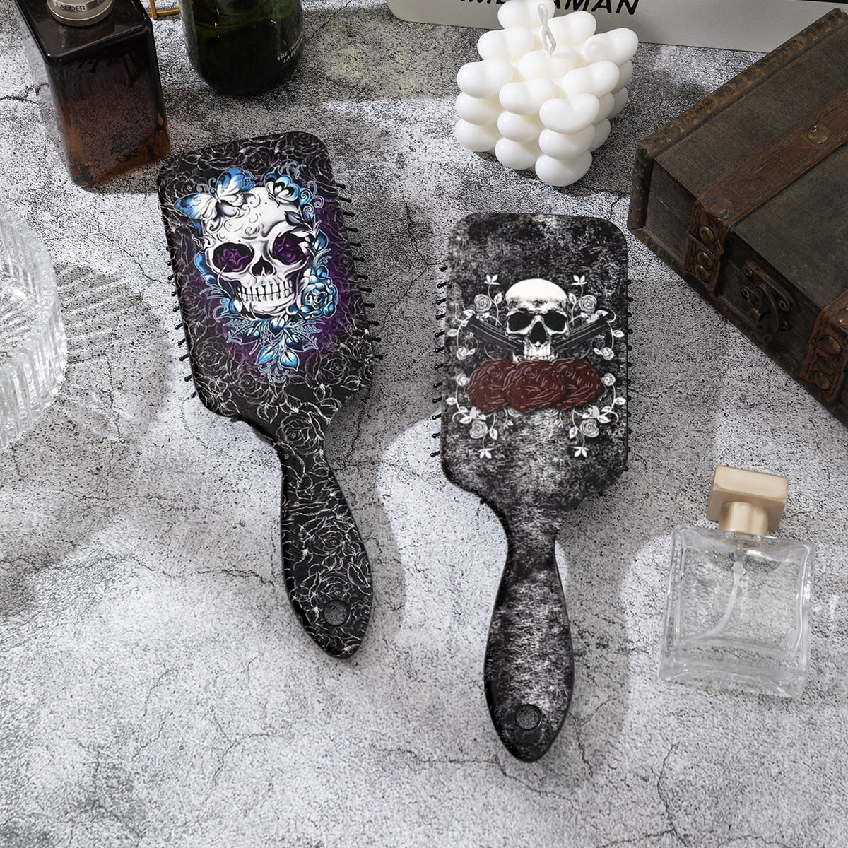 Rose-patterned Skull Massage Air-cushion Hair Comb For The Scalp