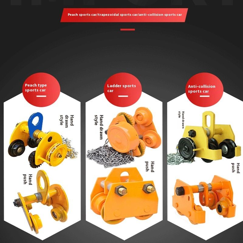 Anti-collision Monorail Hand Power Truck Crane Hand Pull Hoist Monorail Carriage Hand Power Truck Crane Accessories Anti-collision Hand-push Racing Car
