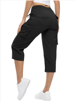 Women's Multi-Pocket Cargo Capri Pants, Sports Casual Outdoor Trousers, Lightweight Quick Dry Hiking Pants, Casual Pants