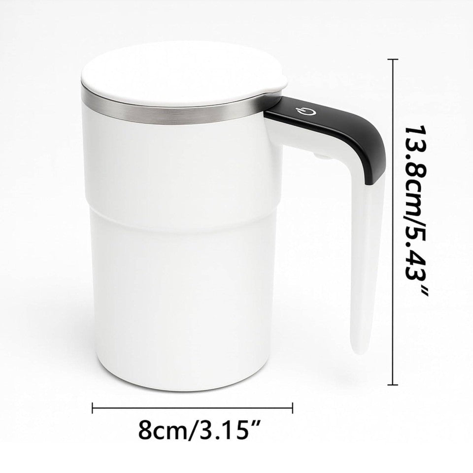 Digital Self Stirring Coffee Mug Auto Mixing Milk Tea Cup Magnetic Rechargeable White