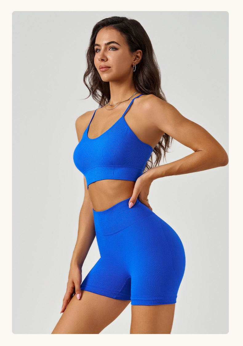 Cross-Back Yoga Sports Bra High-Waisted Tummy Control Peach Butt Yoga Tank Top Set