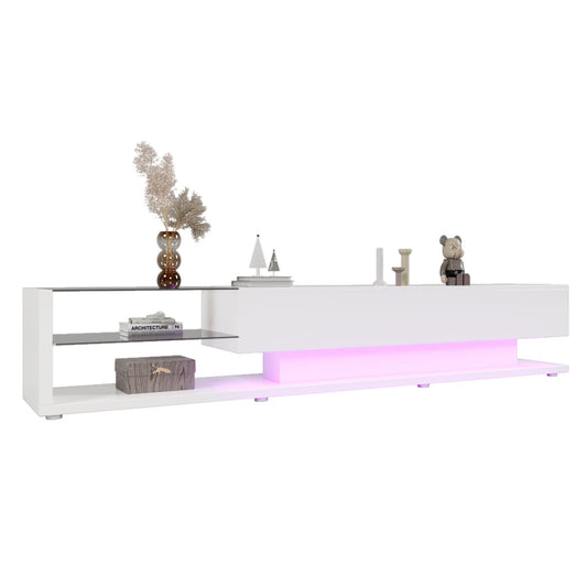TV Cabinets, Low Panels, High Gloss White Glass Partitions And Variable LED Lighting. It Combines Natural, Rustic Style With Modern Design