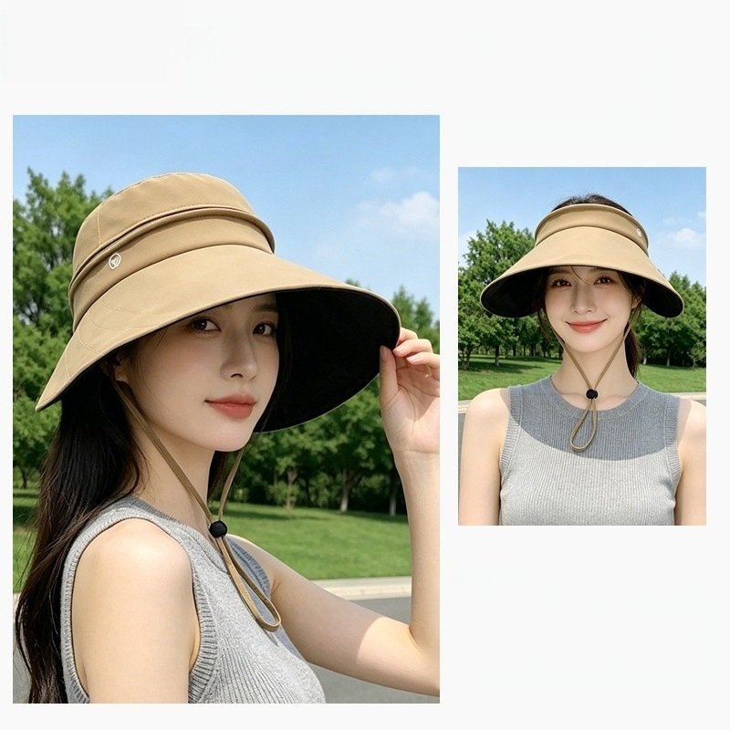 New Summer Vinyl Sun Protection Hat, Windproof Oversized Wide Brim For Women, UV Protection, Versatile For Outdoor Casual Wear