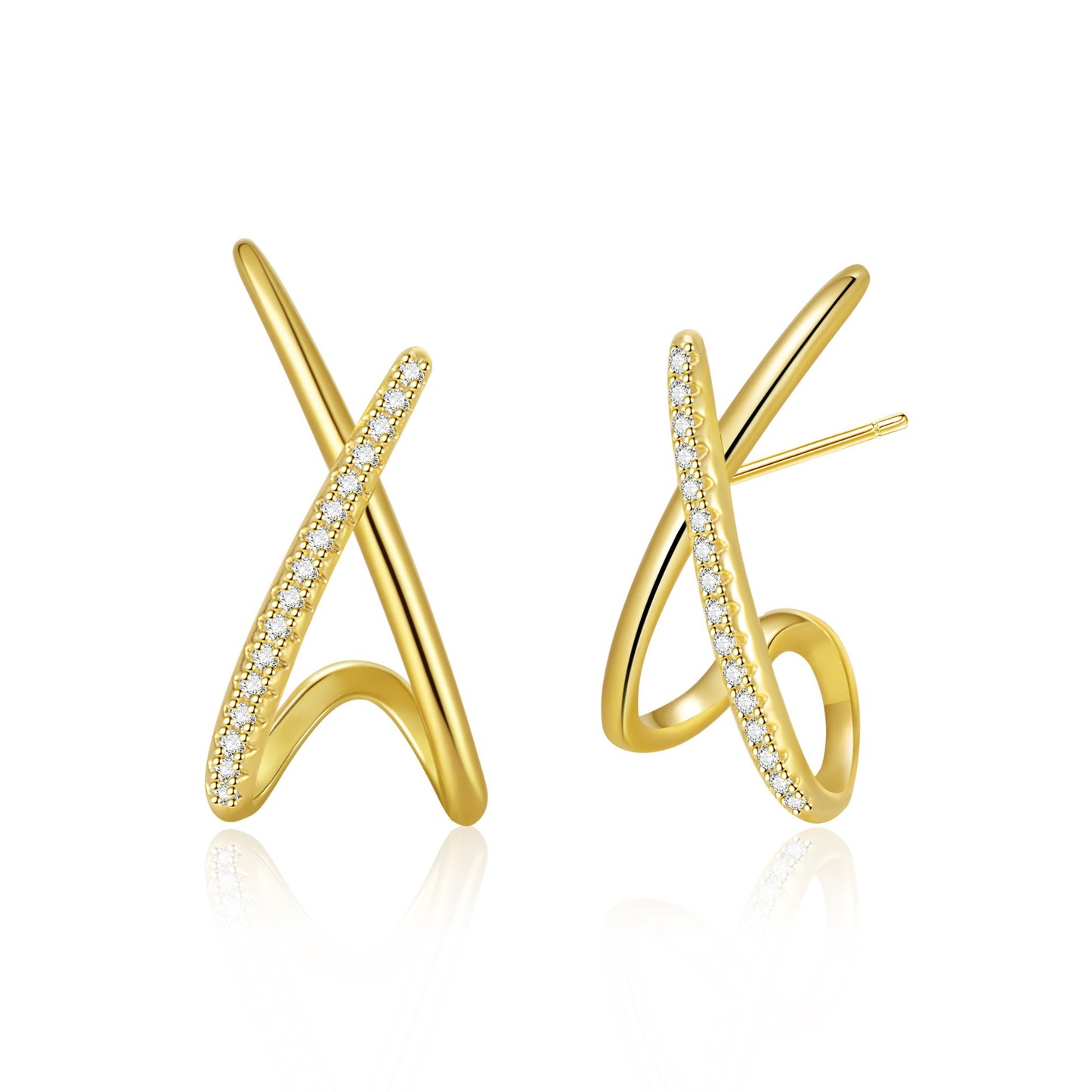New Cross Zircon Stud Earrings For Women Minimalist Versatile Earrings Luxury Elegant Jewelry