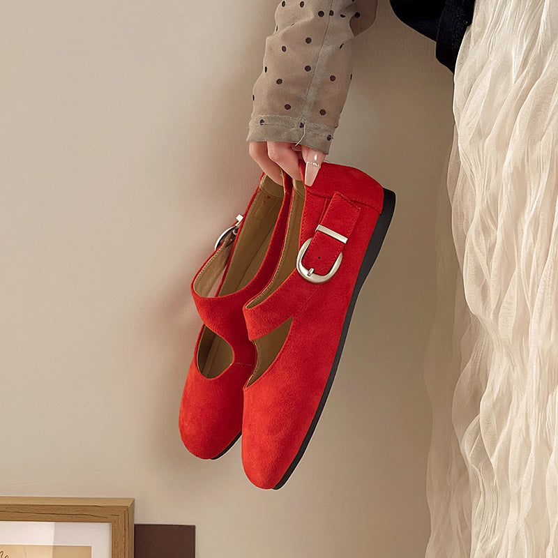 Korean Trendy Ballet Mary Jane Flats For Women, New Summer 2026, Round Toe Slip-On Shoes With Strap Buckle