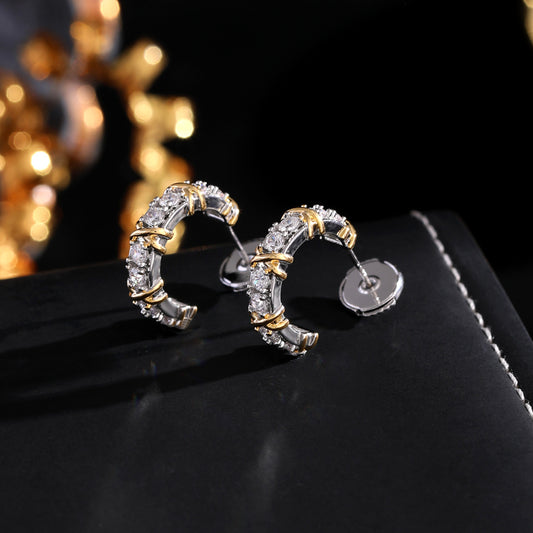 A925 Needle White K Electroplated Noble Cold Affordable Luxury Style Earrings