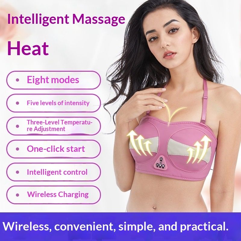 Wireless Vibrating Breast Massage Device With Heat Therapy For Bras