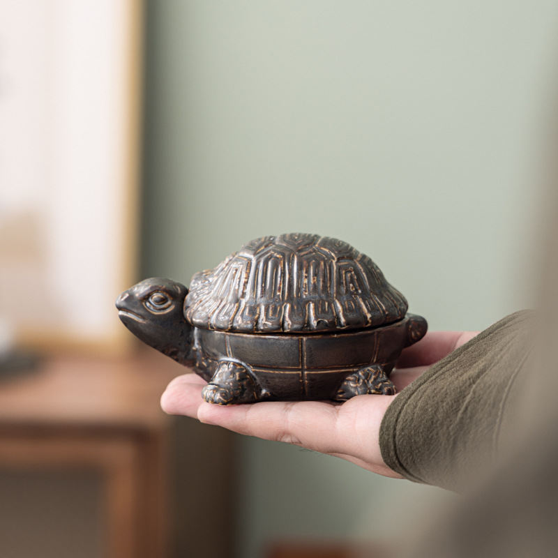 Turtle-shaped Ceramic Ashtray Small Tea Pet For The Office