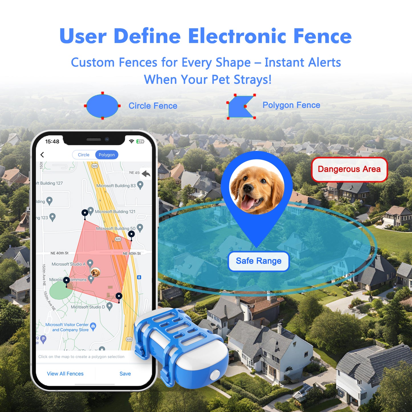 11.5X10.9X4.8 4G Dog Cat GPS Tracker - Waterproof Smart Locator With IOS Android App, Live Tracking & Light Sound Search, Free Trial Included