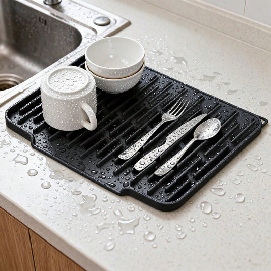 Non Slip Large Silicone Dish Draining Mat, Heat Resistant Sink Liner Countertop Trivet For Kitchen Dishes, Cookware Utensils.