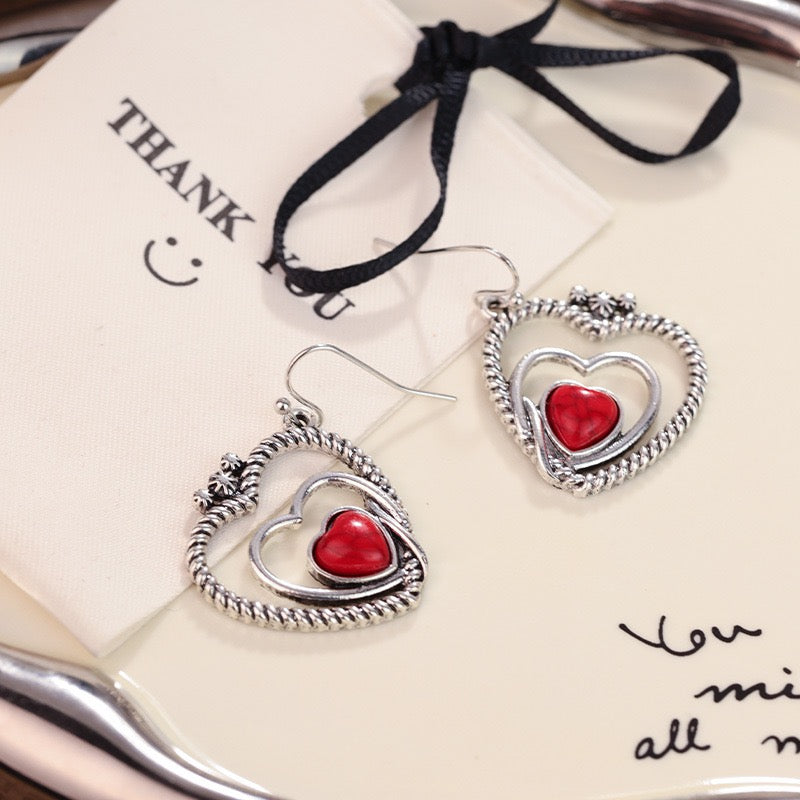 Retro Turquoise Teardrop Earrings For Women Leaf Studs Vintage Bohemian Ethnic Gift