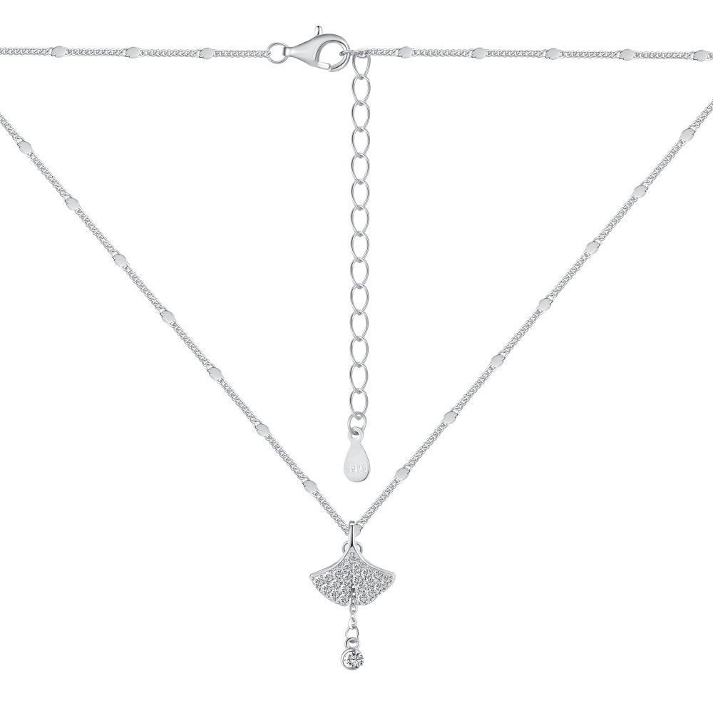 S925 Sterling Silver Necklace For Women Light Luxury Temperament Accessories Ginkgo Leaf Pendant
