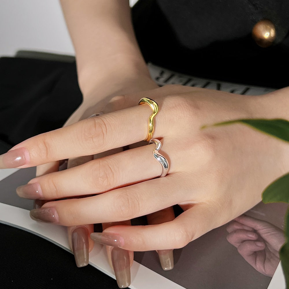 Korean Style S925 Sterling Silver Ring Female INS Simple Temperament