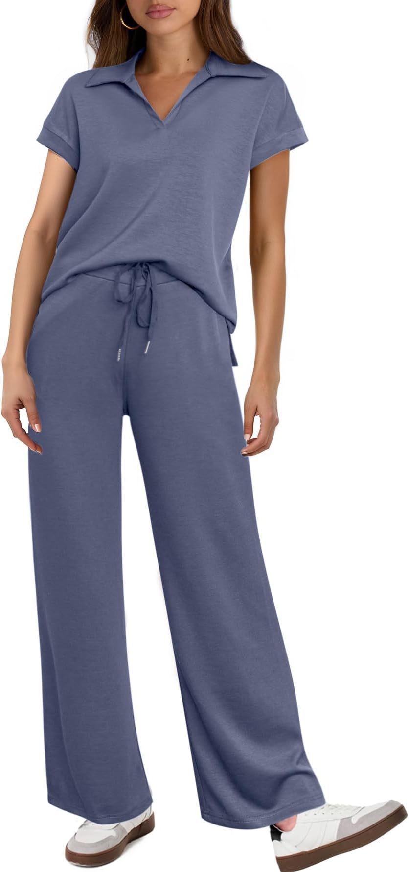 Women's Casual Fashion Solid Color Short Sleeved Set