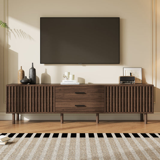 70inch Modern TV Stand for TVs up to 80 inches for Living Room, Media Entertainment Center with Ample Storage & Solid-Wood Legs