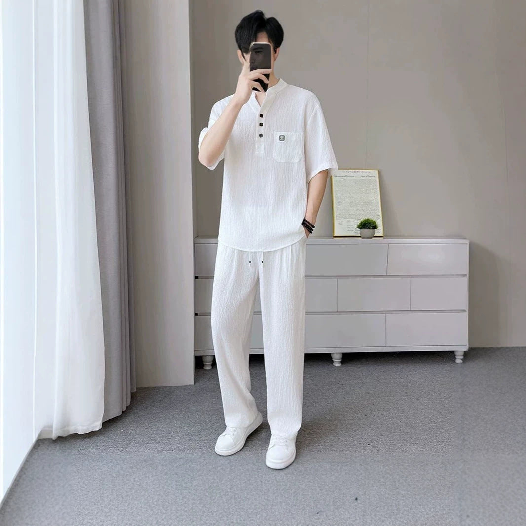 Mens Summer Lightweight Traditional ChineseStyle New Chinesetyle Set