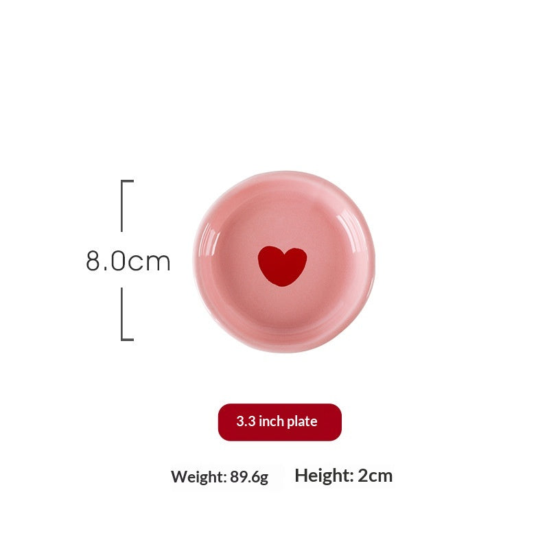 Ins-style Korean Pastel  Heart-themed Ceramic Dinnerware Series