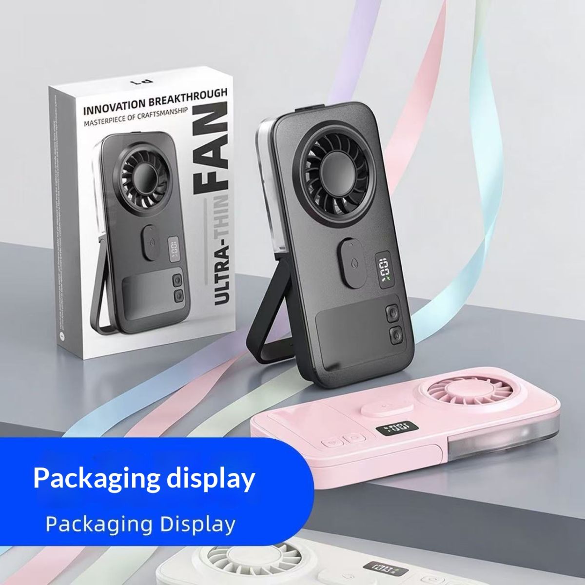 Ultra-thin Handheld Mist Fan Mini Desktop Hidden Bracket Fast-cooling Handheld Fan