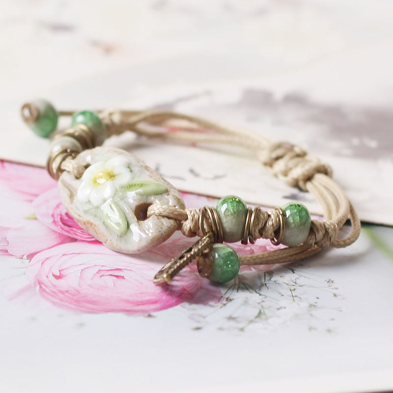 Cute Ceramic Charms And Accessories Creative, Naturally Woven Friendship Bracelets