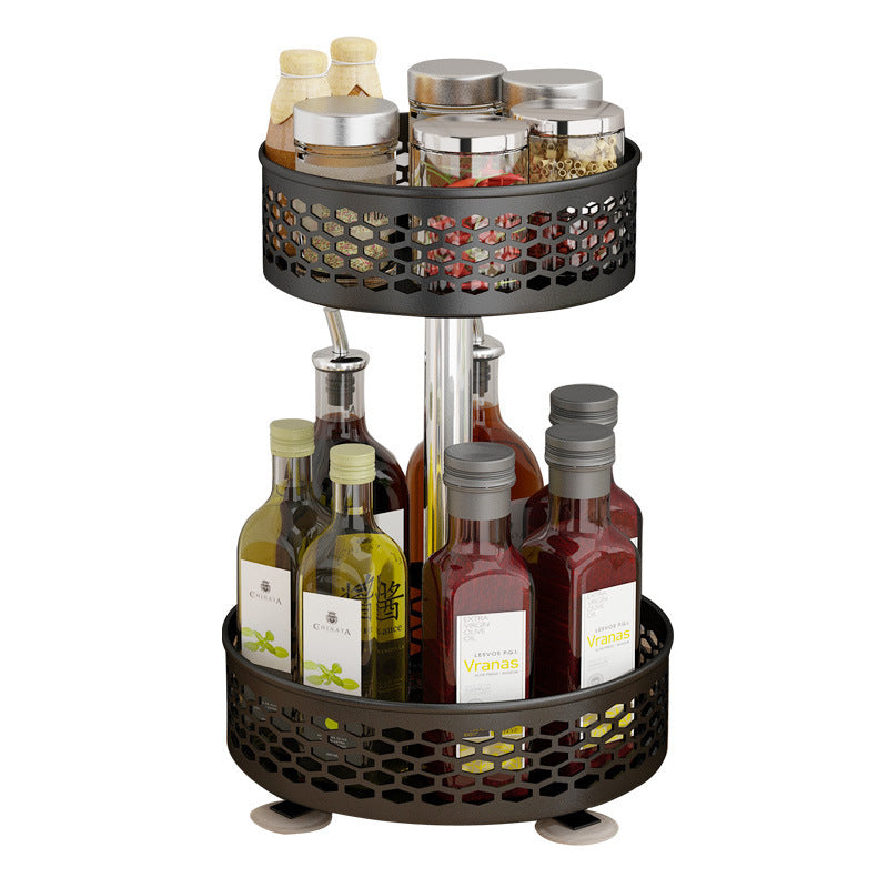 Kitchen Shelf Floor-standing Rotating Spice Rack Carbon Steel