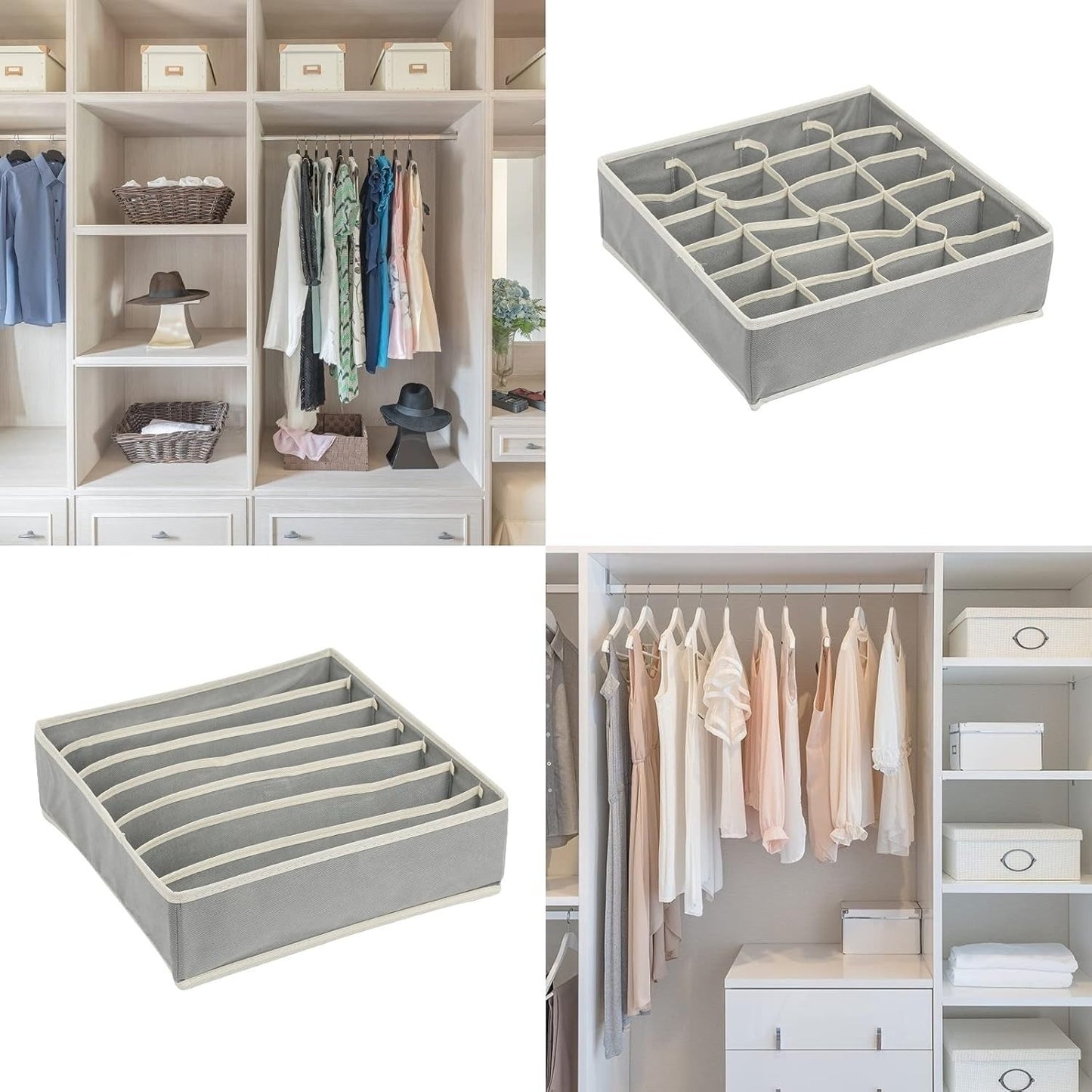 2-Piece Cabinet Organizer Set, 7-Compartment And 24-Compartment Storage Bags, Versatile Fabric Organizers For Drawers And Cabinets, Practical Organization System For Clothing And Accessories