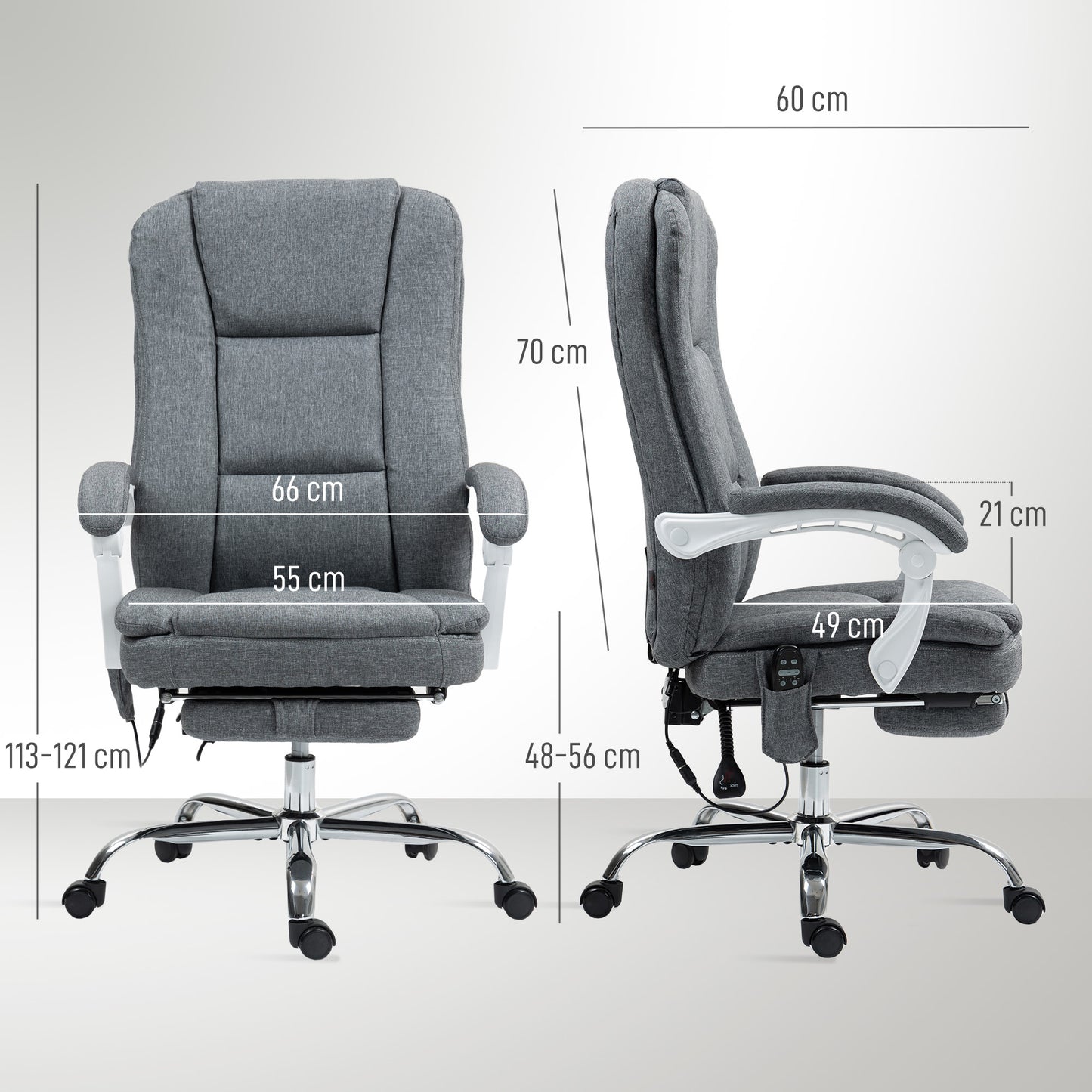 Six-Point Office Massage Chair, With Heat - Grey