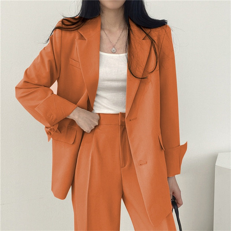 Womens Solid-color Loose-fitting Korean-style Versatile Blazer
