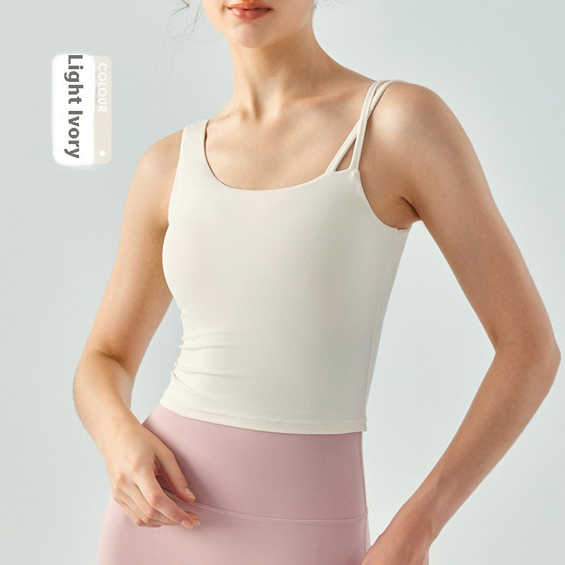 Yoga Vest Female Semi-fixed Water Drop Cup Tight Beauty Back Underwear