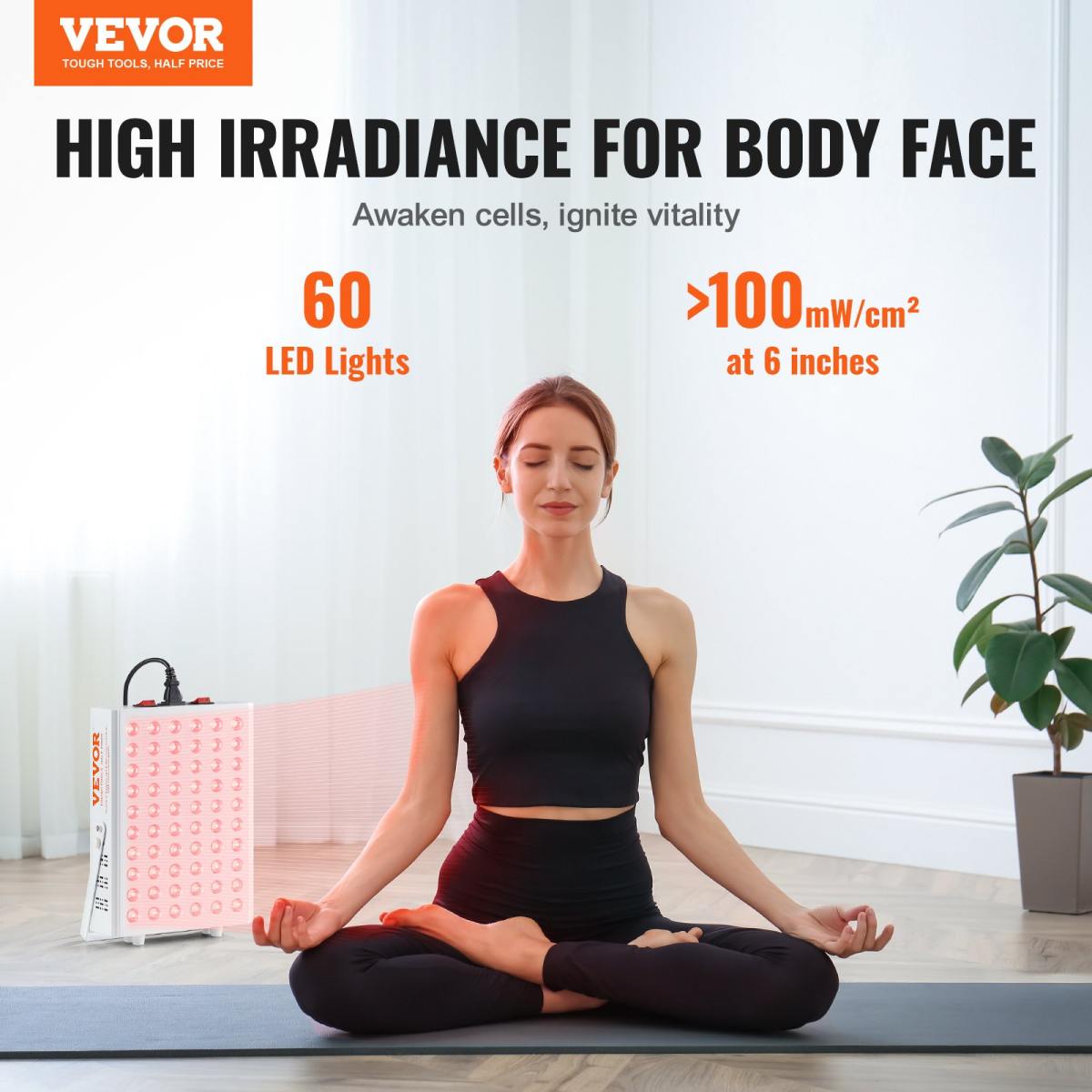 Red Light Therapy For Body Face, 60 Dual-Chip LEDs, Red 660nm & Near Infrared 850nm Combo, High Power Red Light Therapy Panel For Recovery, Pain Relief, Wound Healing, Skin Health, 80W