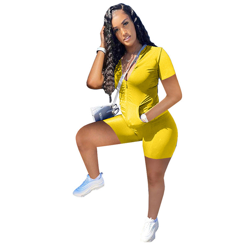 Womens Casual Solid-Color Fashion Two-Piece Set