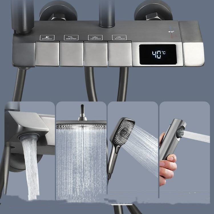 Modern All-copper Digital Display Thermostatic Cooling And Heating Booster Sprinkler Set