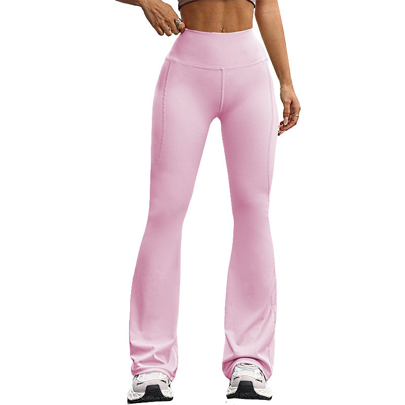 High-waisted Casual Flared Pants For Fitness And Sports