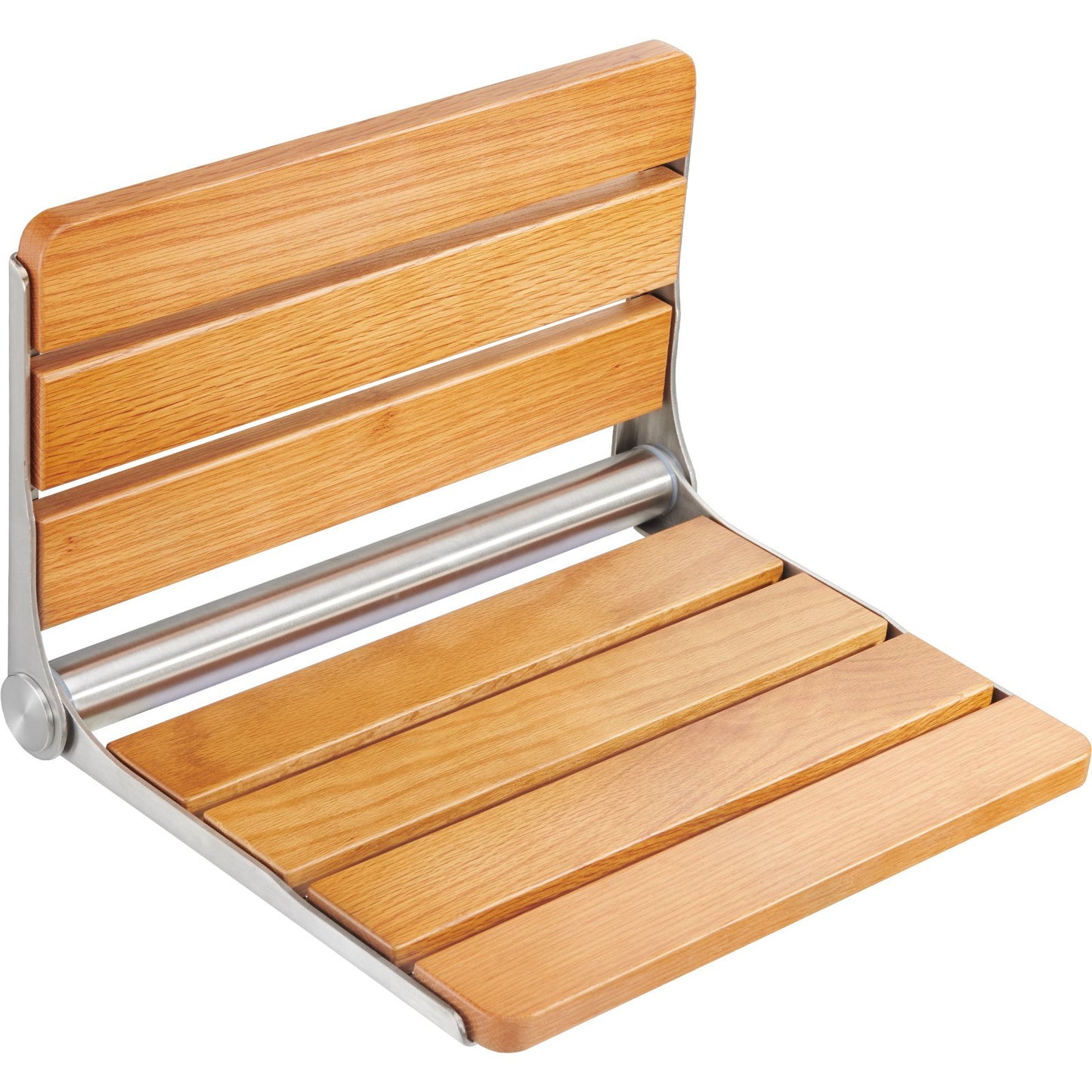 Folding Oak Shower Seat, 16.1" X 13.4" Unfolded, Wall Mounted Fold Up Shower Bench With 440 Lbs Load Capacity, Space Saving Home Care Fold Down Shower Chair, For Seniors Pregnant Women Children