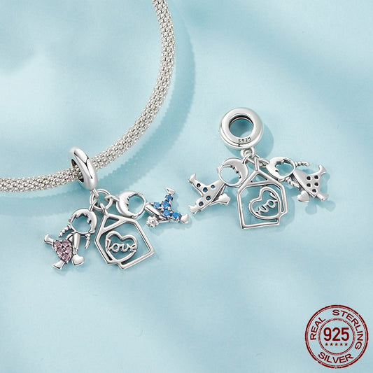 S925 Sterling Silver Boys And Girls Pendant Parts Diy Beaded Jewelry Accessories