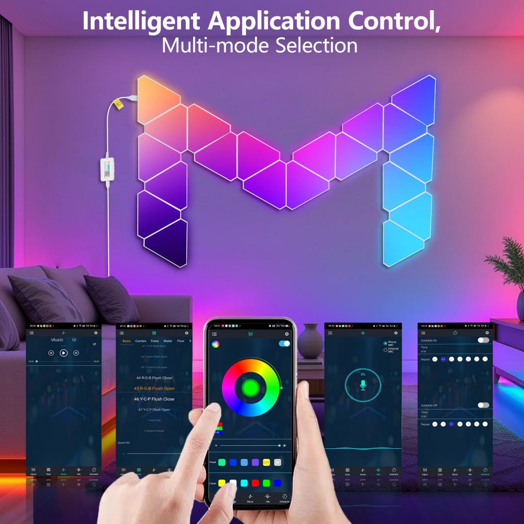 20-Pack Triangular Light Panels - Smart RGB LED Wall Lights With App & Remote - Music Sync Gaming Lights For Gamers, Game Room Decor, Gaming Equipment, Living Room, Bedroom, Kids & Adults