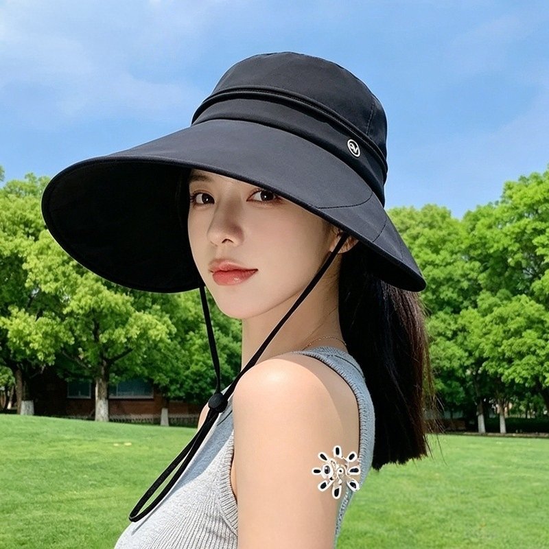 New Summer Vinyl Sun Protection Hat, Windproof Oversized Wide Brim For Women, UV Protection, Versatile For Outdoor Casual Wear