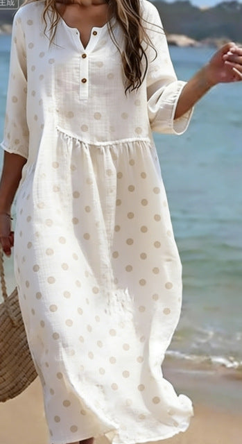 Round Neck Fashion Premium Long Sleeve Printed Dress