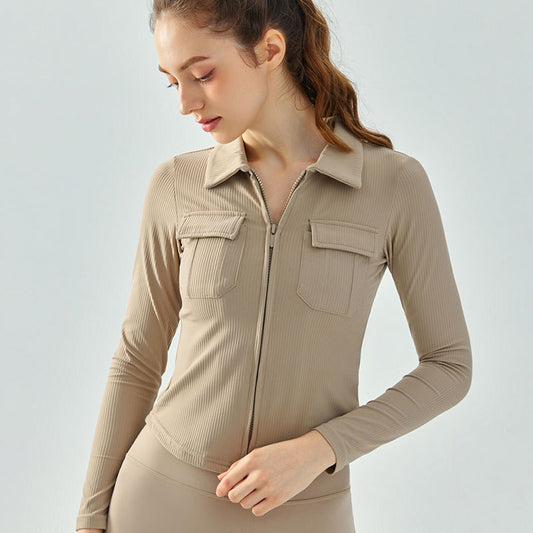 Women's Fashion Simple Lapel Workwear Yoga Jacket