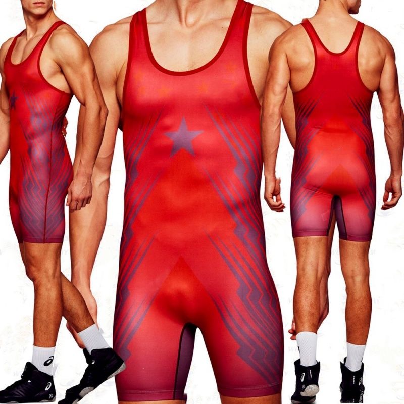 Mens Wrestling Suit And One-piece Tank Top For Fitness And Sports