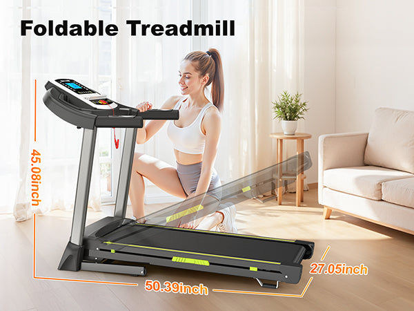 3.5  Portable Foldable Treadmill With Handles  Slope Home Walking Running Treadmill 0.5-7.5 MPH 330 Lb Weight Capacity