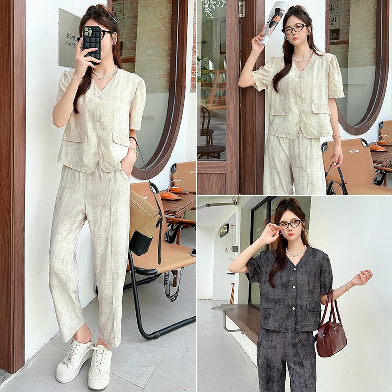 Summer Casual Suit Sophisticated Versatile Figure-Flattering Cooling Set
